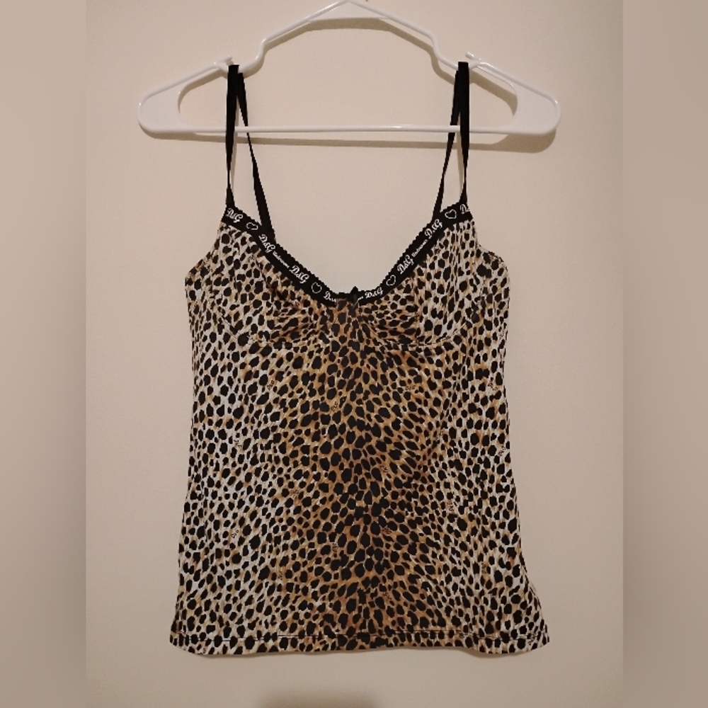 Dolce & Gabbana Leopard Print Camisole with Black Straps